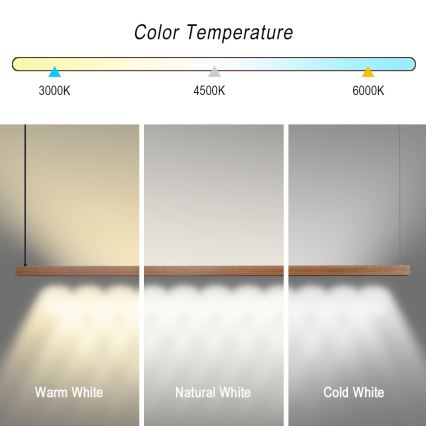 Immax NEO 07305L - Lampadario LED dimmerabile a cavo MADEIRA LED/44W/230V Wi-Fi Tuya 202 cm rovere + telecomando