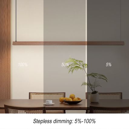 Immax NEO 07305L - Lampadario LED dimmerabile a cavo MADEIRA LED/44W/230V Wi-Fi Tuya 202 cm rovere + telecomando