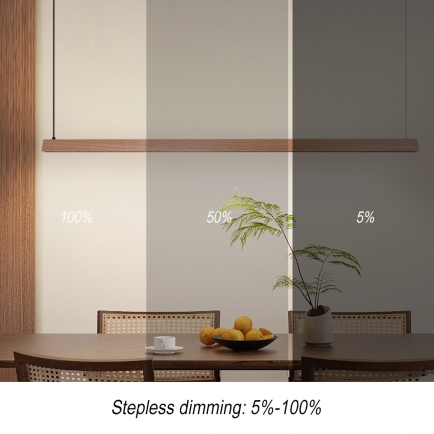 Immax NEO 07305L - Lampadario LED dimmerabile a cavo MADEIRA LED/44W/230V Wi-Fi Tuya 202 cm rovere + telecomando