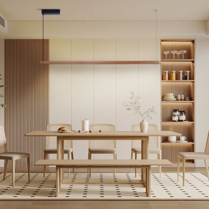 Immax NEO 07305L - Lampadario LED dimmerabile a cavo MADEIRA LED/44W/230V Wi-Fi Tuya 202 cm rovere + telecomando