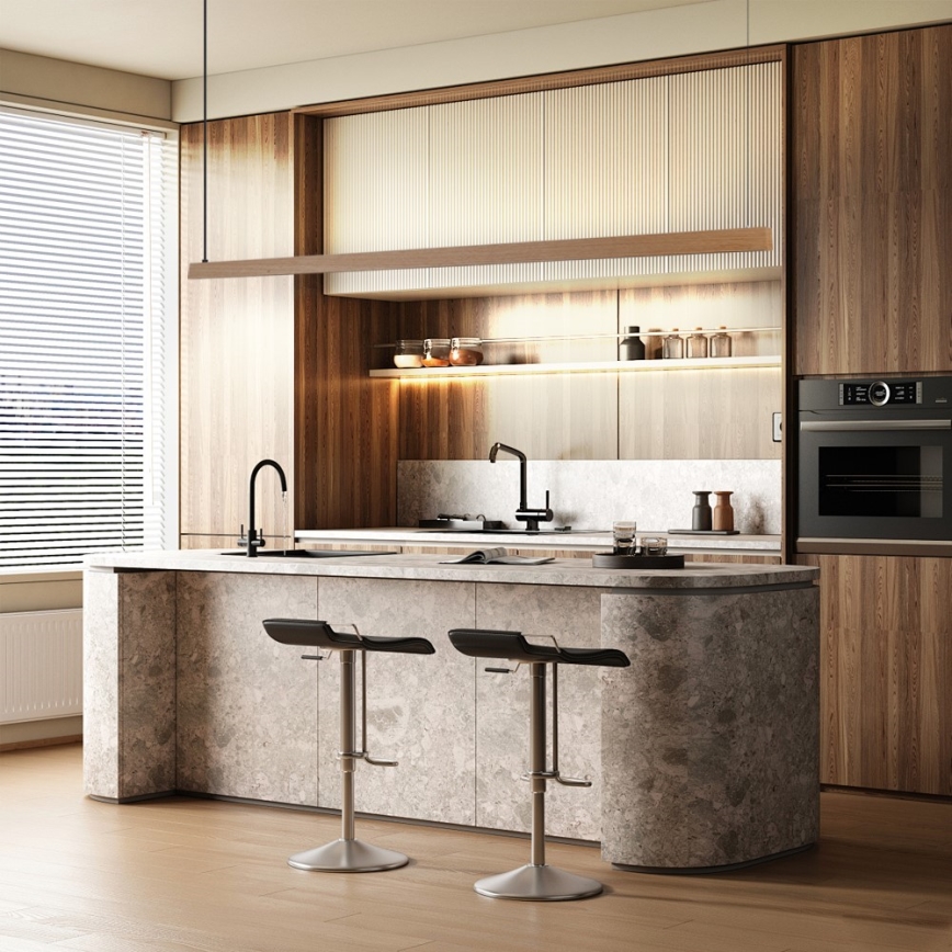 Immax NEO 07305L - Lampadario LED dimmerabile a cavo MADEIRA LED/44W/230V Wi-Fi Tuya 202 cm rovere + telecomando