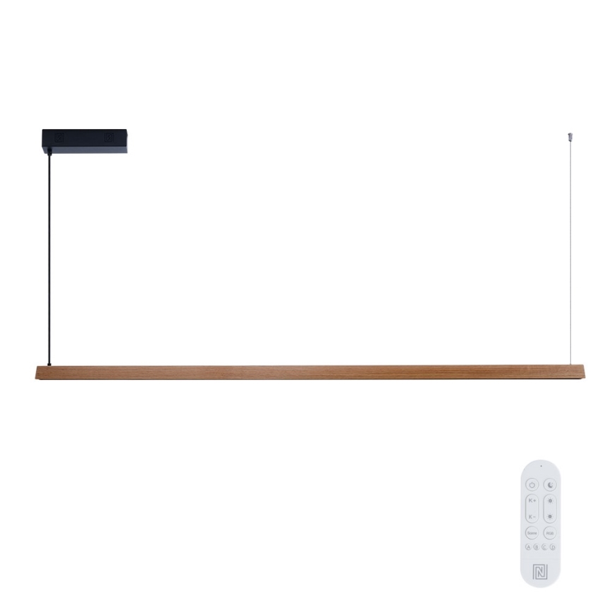 Immax NEO 07305L - Lampadario LED dimmerabile a cavo MADEIRA LED/44W/230V Wi-Fi Tuya 202 cm rovere + telecomando