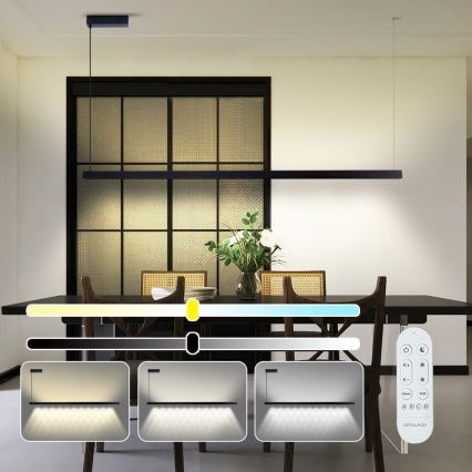 Immax NEO 07308L - Lampadario dimmerabile a sospensione su cavo MADEIRA LED/44W/230V Wi‑Fi Tuya 202 cm nero + telecomando