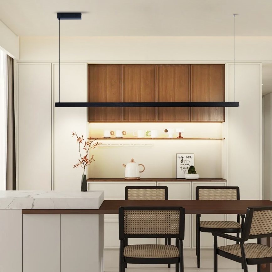 Immax NEO 07308L - Lampadario dimmerabile a sospensione su cavo MADEIRA LED/44W/230V Wi‑Fi Tuya 202 cm nero + telecomando