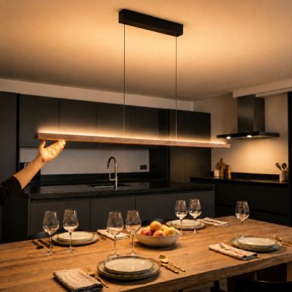 Immax NEO 07309L - Lampadario LED dimmerabile a cavo con sensore MADEIRA LED/37W/230V 157 cm noce
