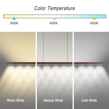 Immax NEO 07309L - Lampadario LED dimmerabile a cavo con sensore MADEIRA LED/37W/230V 157 cm noce