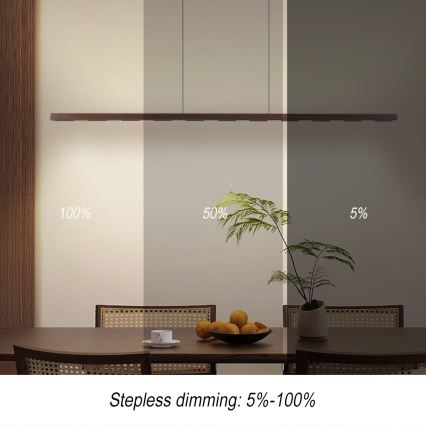 Immax NEO 07309L - Lampadario LED dimmerabile a cavo con sensore MADEIRA LED/37W/230V 157 cm noce