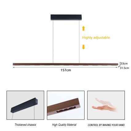 Immax NEO 07309L - Lampadario LED dimmerabile a cavo con sensore MADEIRA LED/37W/230V 157 cm noce