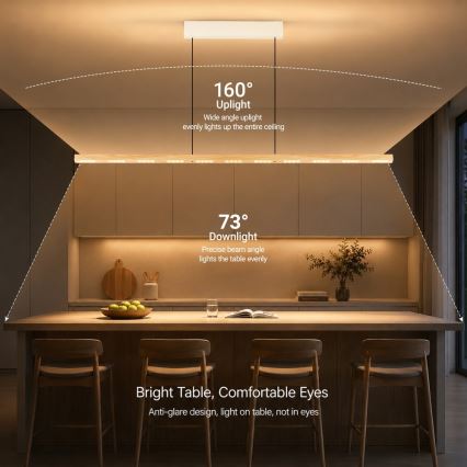 Immax NEO 07310L - Lampadario a sospensione LED dimmerabile su cavo con sensore MADEIRA LED/37W/230V 157 cm in frassino