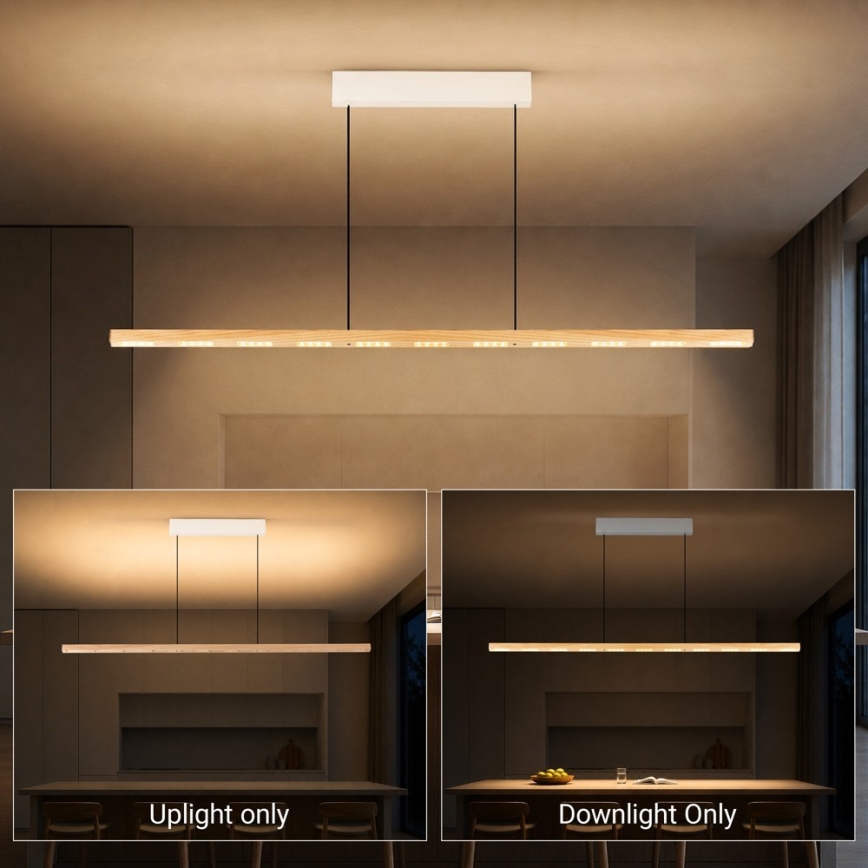 Immax NEO 07310L - Lampadario a sospensione LED dimmerabile su cavo con sensore MADEIRA LED/37W/230V 157 cm in frassino