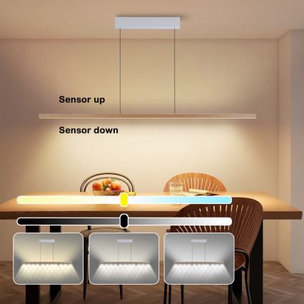 Immax NEO 07310L - Lampadario a sospensione LED dimmerabile su cavo con sensore MADEIRA LED/37W/230V 157 cm in frassino