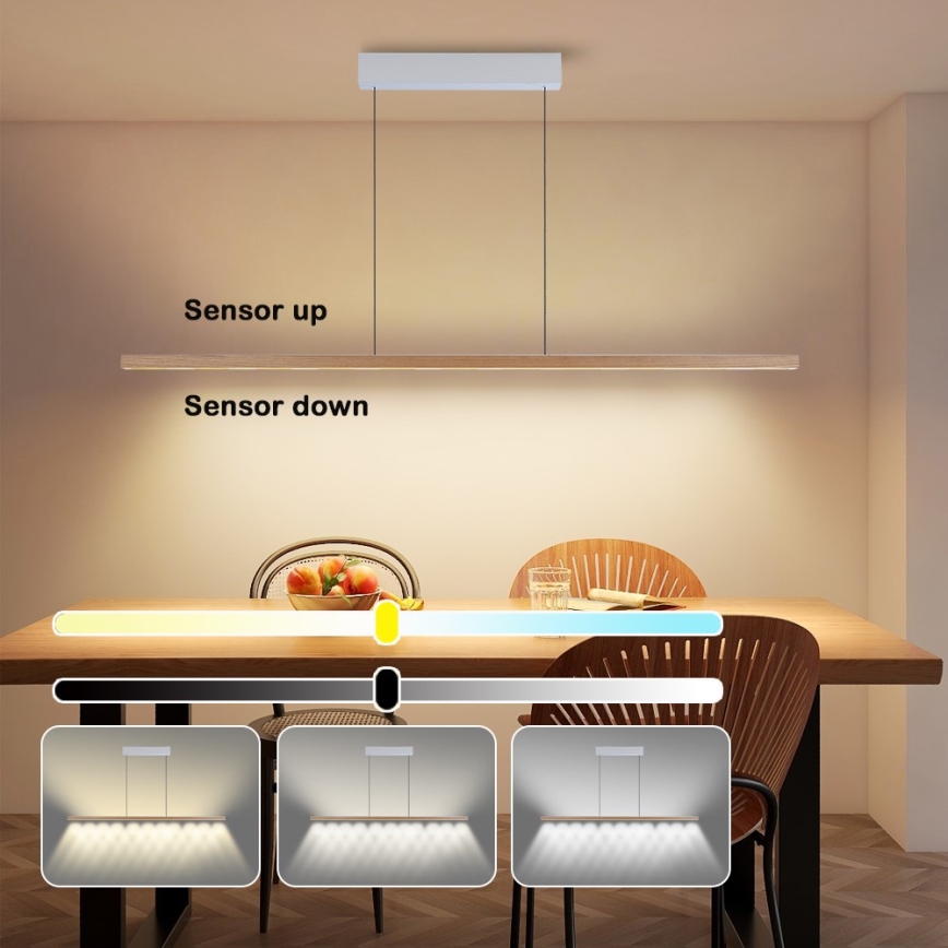 Immax NEO 07310L - Lampadario a sospensione LED dimmerabile su cavo con sensore MADEIRA LED/37W/230V 157 cm in frassino