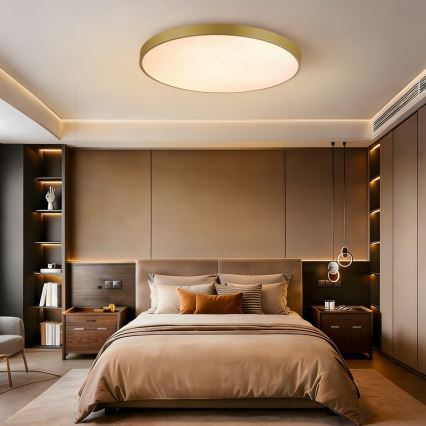 Immax NEO 07311L - Lampada da soffitto dimmerabile LED SEMPLICI LED/96W/230V Ø 80 cm Wi-Fi Tuya dorata + telecomando
