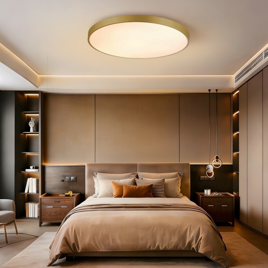 Immax NEO 07311L - Lampada da soffitto dimmerabile LED SEMPLICI LED/96W/230V Ø 80 cm Wi-Fi Tuya dorata + telecomando