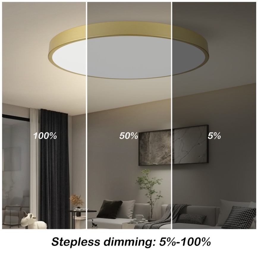 Immax NEO 07311L - Lampada da soffitto dimmerabile LED SEMPLICI LED/96W/230V Ø 80 cm Wi-Fi Tuya dorata + telecomando