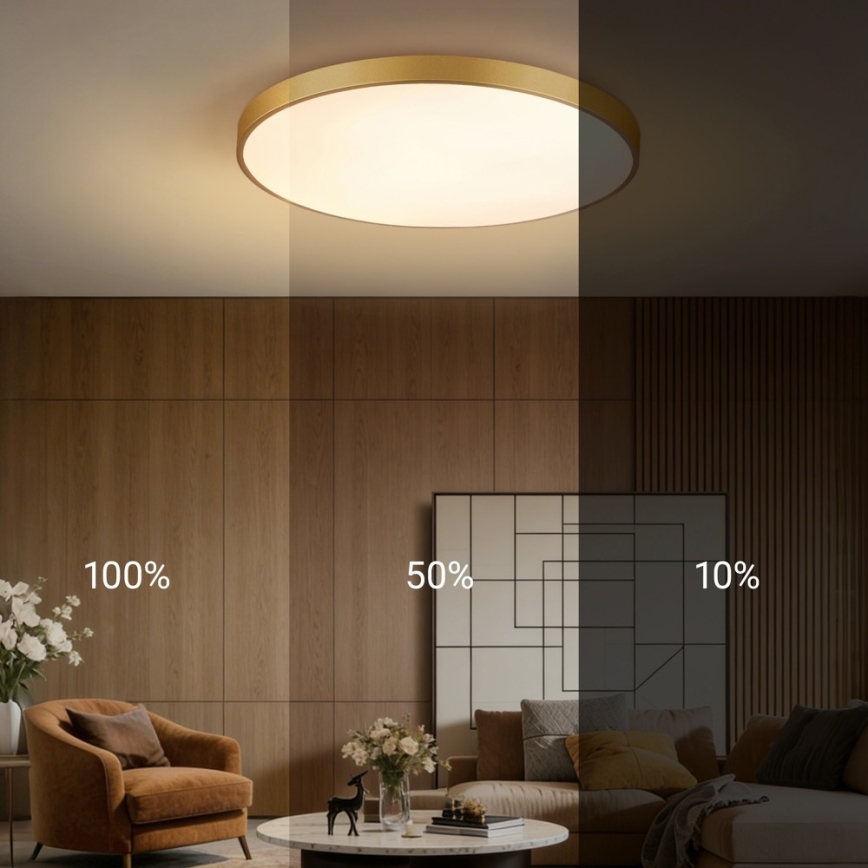 Immax NEO 07311L - Lampada da soffitto dimmerabile LED SEMPLICI LED/96W/230V Ø 80 cm Wi-Fi Tuya dorata + telecomando