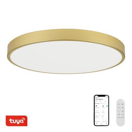 Immax NEO 07312L - Plafoniera LED dimmerabile SEMPLICI LED/128W/230V Ø 100 cm Wi-Fi Tuya dorata + telecomando