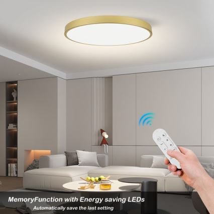 Immax NEO 07312L - Plafoniera LED dimmerabile SEMPLICI LED/128W/230V Ø 100 cm Wi-Fi Tuya dorata + telecomando
