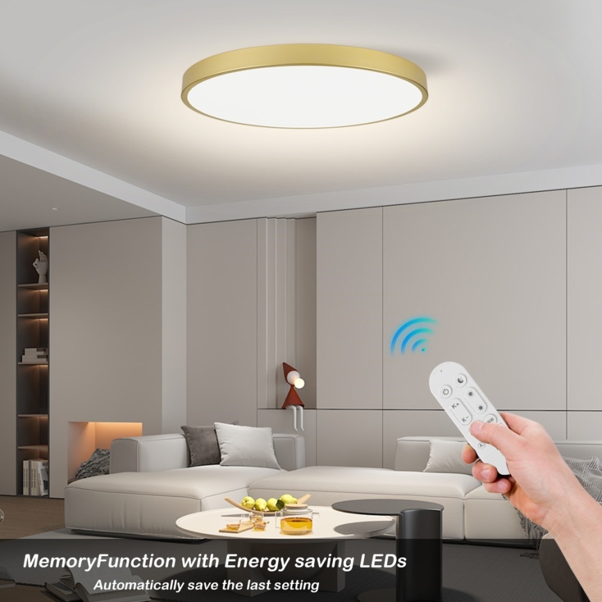 Immax NEO 07312L - Plafoniera LED dimmerabile SEMPLICI LED/128W/230V Ø 100 cm Wi-Fi Tuya dorata + telecomando