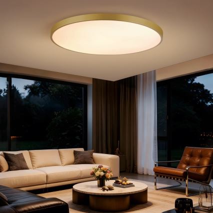 Immax NEO 07312L - Plafoniera LED dimmerabile SEMPLICI LED/128W/230V Ø 100 cm Wi-Fi Tuya dorata + telecomando