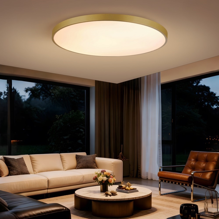 Immax NEO 07312L - Plafoniera LED dimmerabile SEMPLICI LED/128W/230V Ø 100 cm Wi-Fi Tuya dorata + telecomando
