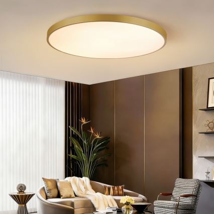 Immax NEO 07312L - Plafoniera LED dimmerabile SEMPLICI LED/128W/230V Ø 100 cm Wi-Fi Tuya dorata + telecomando