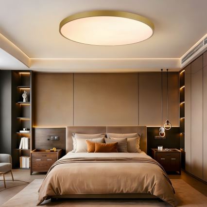 Immax NEO 07312L - Plafoniera LED dimmerabile SEMPLICI LED/128W/230V Ø 100 cm Wi-Fi Tuya dorata + telecomando