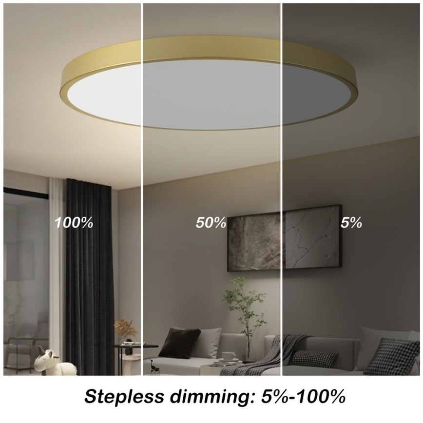 Immax NEO 07312L - Plafoniera LED dimmerabile SEMPLICI LED/128W/230V Ø 100 cm Wi-Fi Tuya dorata + telecomando