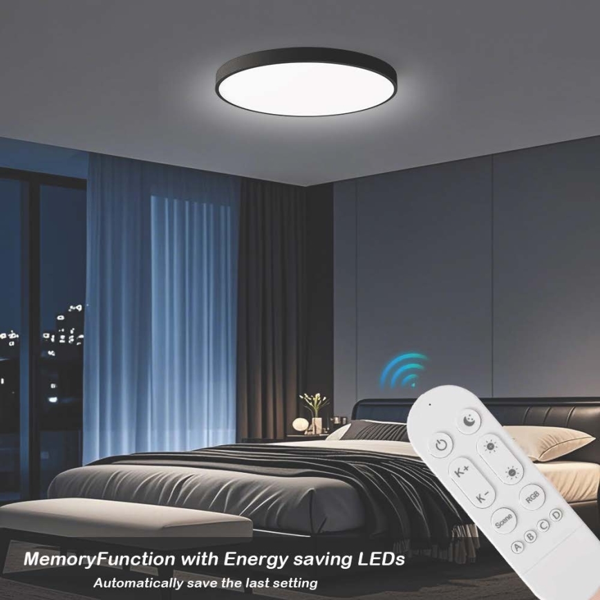 Immax NEO 07313L - Plafoniera dimmerabile a LED SEMPLICI LED/96W/230V Ø 80 cm Wi‑Fi Tuya, nera + telecomando