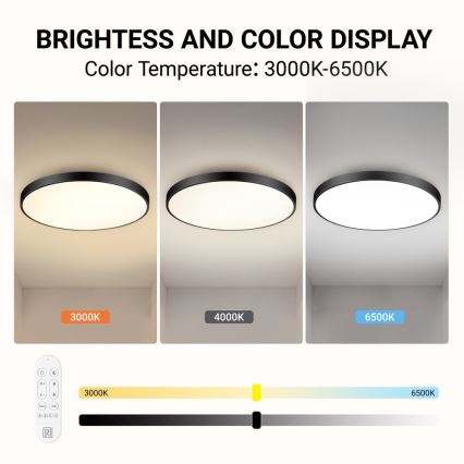 Immax NEO 07313L - Plafoniera dimmerabile a LED SEMPLICI LED/96W/230V Ø 80 cm Wi‑Fi Tuya, nera + telecomando
