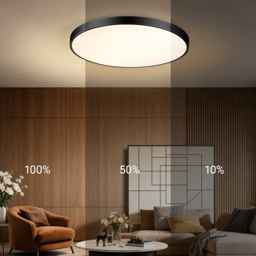 Immax NEO 07313L - Plafoniera dimmerabile a LED SEMPLICI LED/96W/230V Ø 80 cm Wi‑Fi Tuya, nera + telecomando
