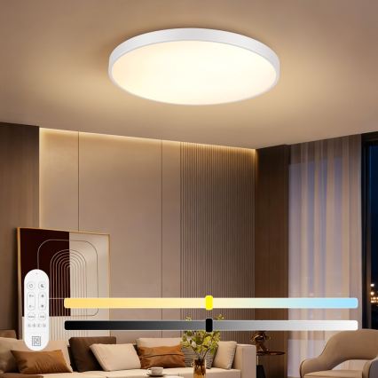 Immax NEO 07315L - Plafoniera LED dimmerabile SEMPLICI LED/96W/230V Ø 80 cm Wi-Fi Tuya bianco + telecomando