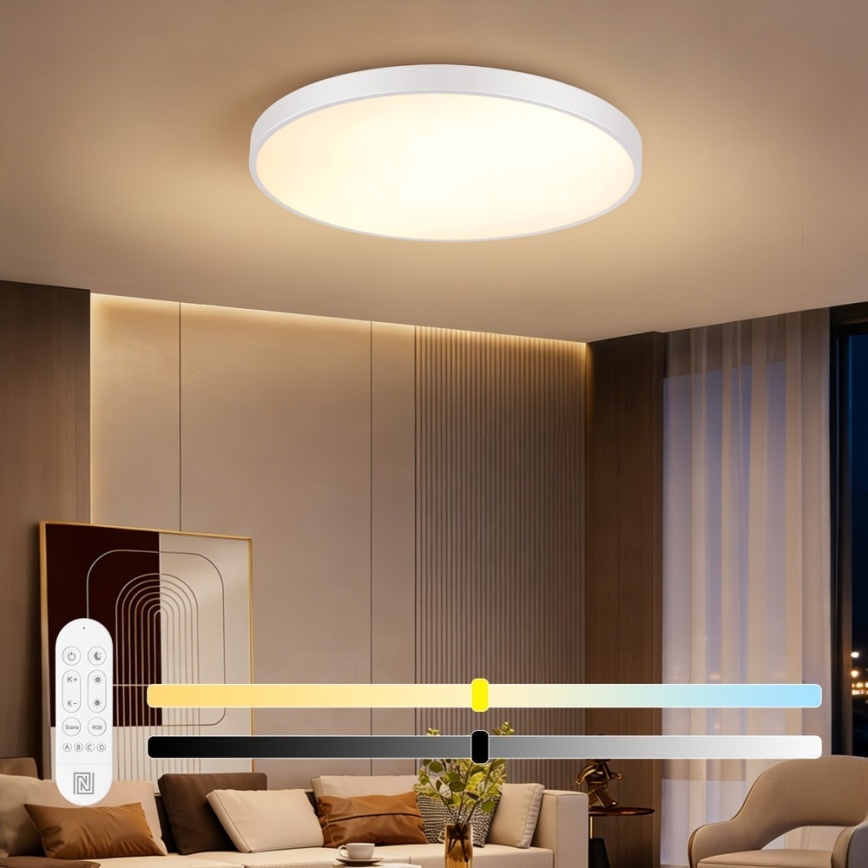 Immax NEO 07315L - Plafoniera LED dimmerabile SEMPLICI LED/96W/230V Ø 80 cm Wi-Fi Tuya bianco + telecomando