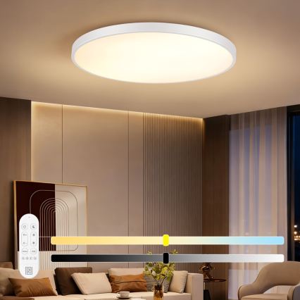 Immax NEO 07316L - Plafoniera dimmerabile a LED SEMPLICI LED/128W/230V Ø 100 cm Wi-Fi Tuya bianco + telecomando