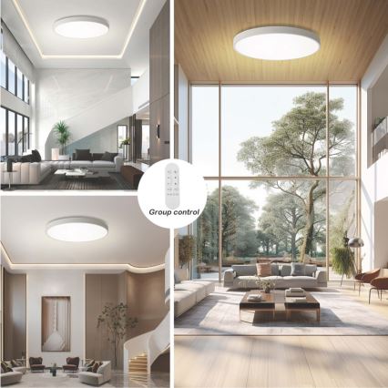 Immax NEO 07316L - Plafoniera dimmerabile a LED SEMPLICI LED/128W/230V Ø 100 cm Wi-Fi Tuya bianco + telecomando