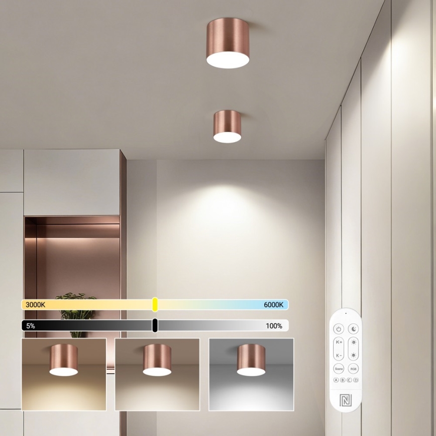 Immax NEO 07319L - Plafoniera LED dimmerabile RONDATE LED/18W/230V Ø 11,5 cm Wi-Fi Tuya oro rosa