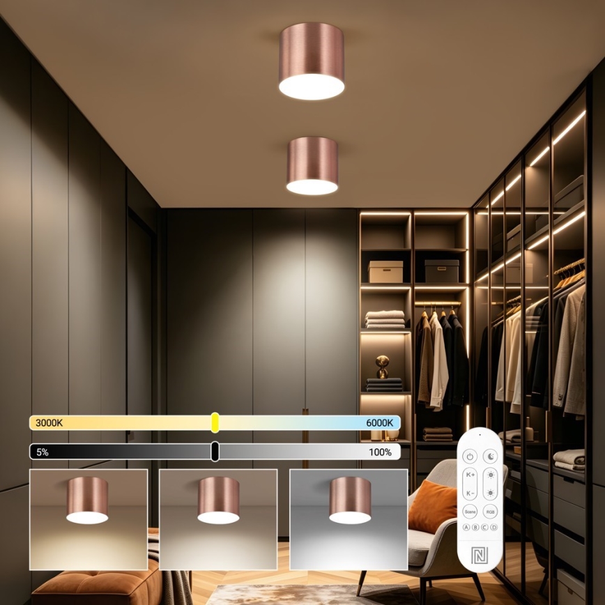 Immax NEO 07320L - Plafoniera dimmerabile RONDATE LED/32W/230V pr. 16,5 cm Wi-Fi Tuya oro rosa