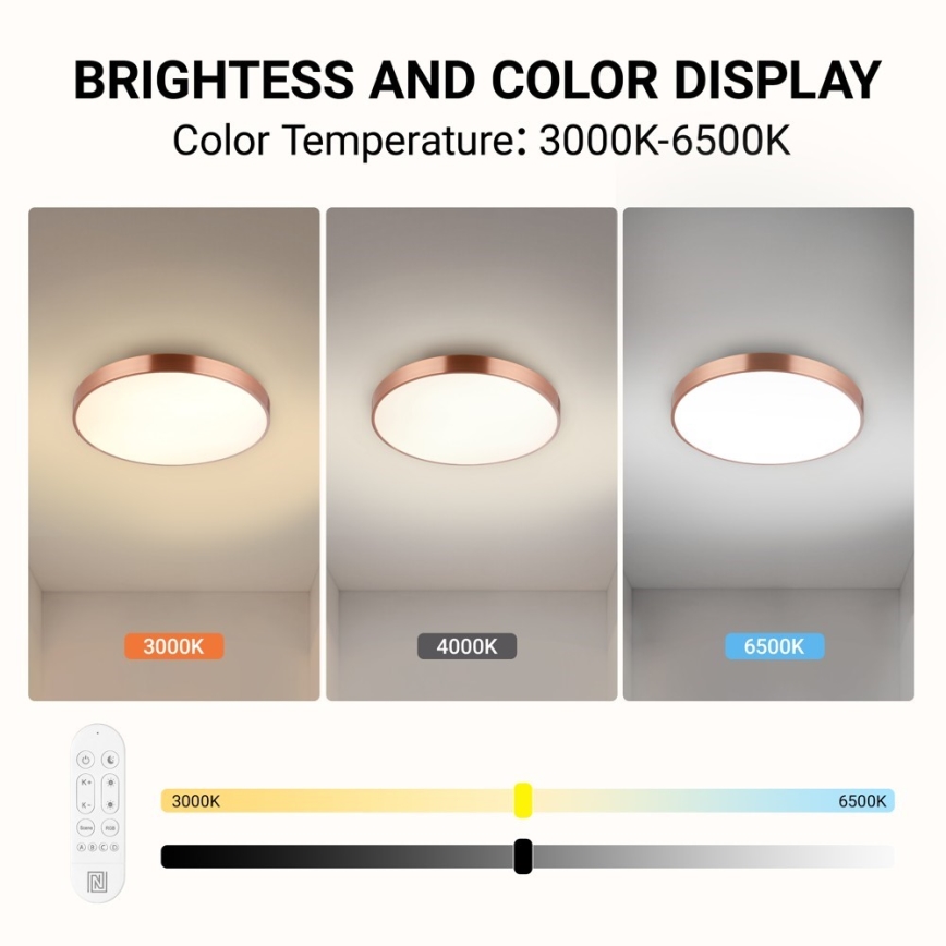 Immax NEO 07321L - Plafoniera dimmerabile a LED NEO LITE SEMPLICI LED/36W/230V Ø 40 cm Tuya oro rosa + telecomando