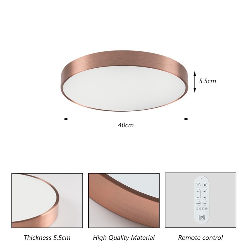 Immax NEO 07321L - Plafoniera dimmerabile a LED NEO LITE SEMPLICI LED/36W/230V Ø 40 cm Tuya oro rosa + telecomando