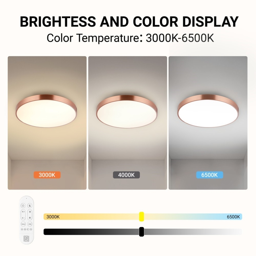 Immax NEO 07322L - Plafoniera dimmerabile a LED NEO LITE SEMPLICI LED/60W/230V Ø 60 cm Tuya oro rosa + telecomando