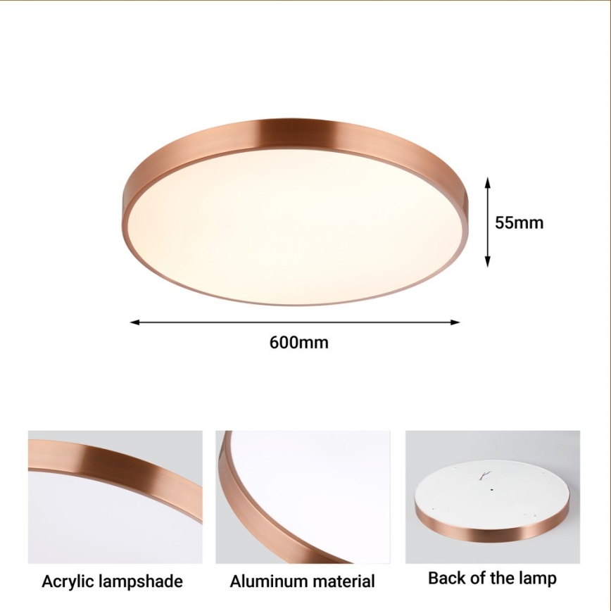 Immax NEO 07322L - Plafoniera dimmerabile a LED NEO LITE SEMPLICI LED/60W/230V Ø 60 cm Tuya oro rosa + telecomando
