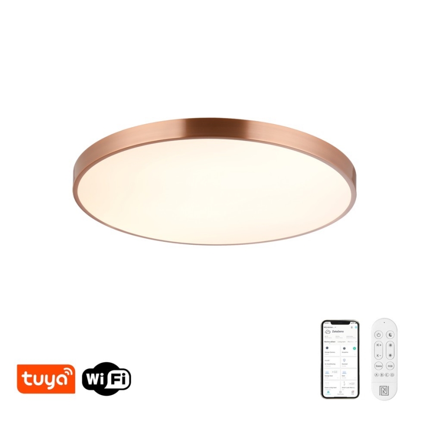 Immax NEO 07323L - Plafoniera dimmerabile a LED SEMPLICI LED/96W/230V Ø 80 cm Wi-Fi Tuya oro rosa + telecomando