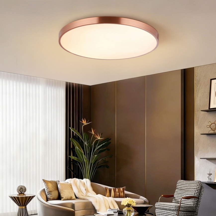 Immax NEO 07323L - Plafoniera dimmerabile a LED SEMPLICI LED/96W/230V Ø 80 cm Wi-Fi Tuya oro rosa + telecomando
