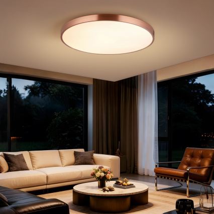 Immax NEO 07323L - Plafoniera dimmerabile a LED SEMPLICI LED/96W/230V Ø 80 cm Wi-Fi Tuya oro rosa + telecomando