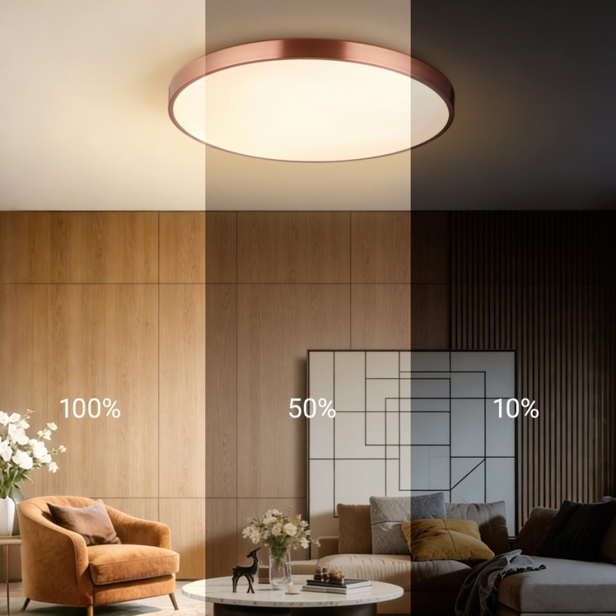 Immax NEO 07323L - Plafoniera dimmerabile a LED SEMPLICI LED/96W/230V Ø 80 cm Wi-Fi Tuya oro rosa + telecomando