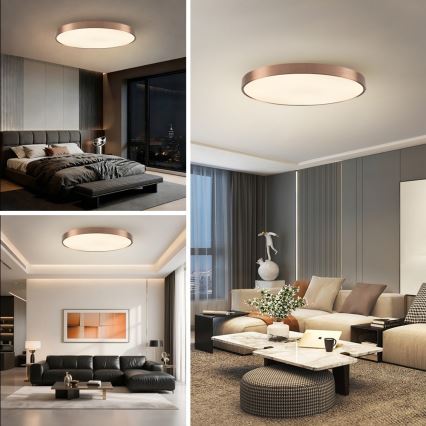 Immax NEO 07323L - Plafoniera dimmerabile a LED SEMPLICI LED/96W/230V Ø 80 cm Wi-Fi Tuya oro rosa + telecomando
