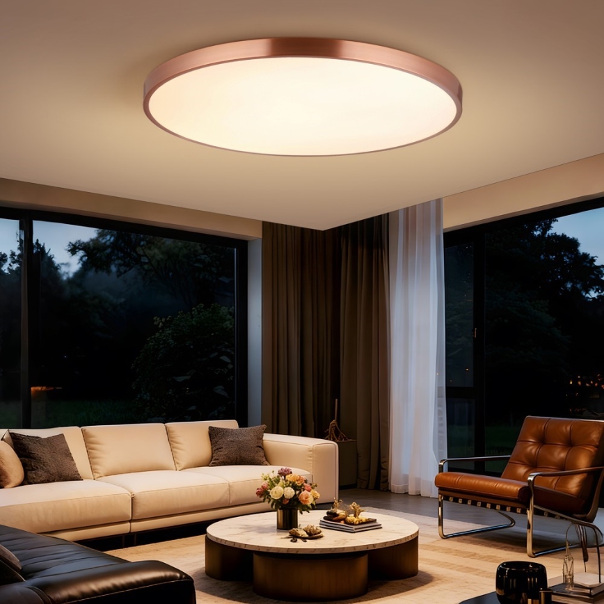 Immax NEO 07324L - Plafoniera dimmerabile a LED SEMPLICI LED/128W/230V Ø 100 cm Wi-Fi Tuya oro + telecomando