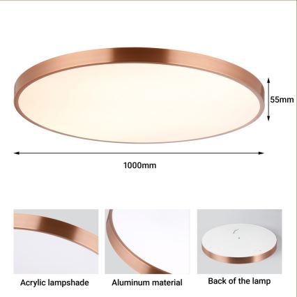 Immax NEO 07324L - Plafoniera dimmerabile a LED SEMPLICI LED/128W/230V Ø 100 cm Wi-Fi Tuya oro + telecomando