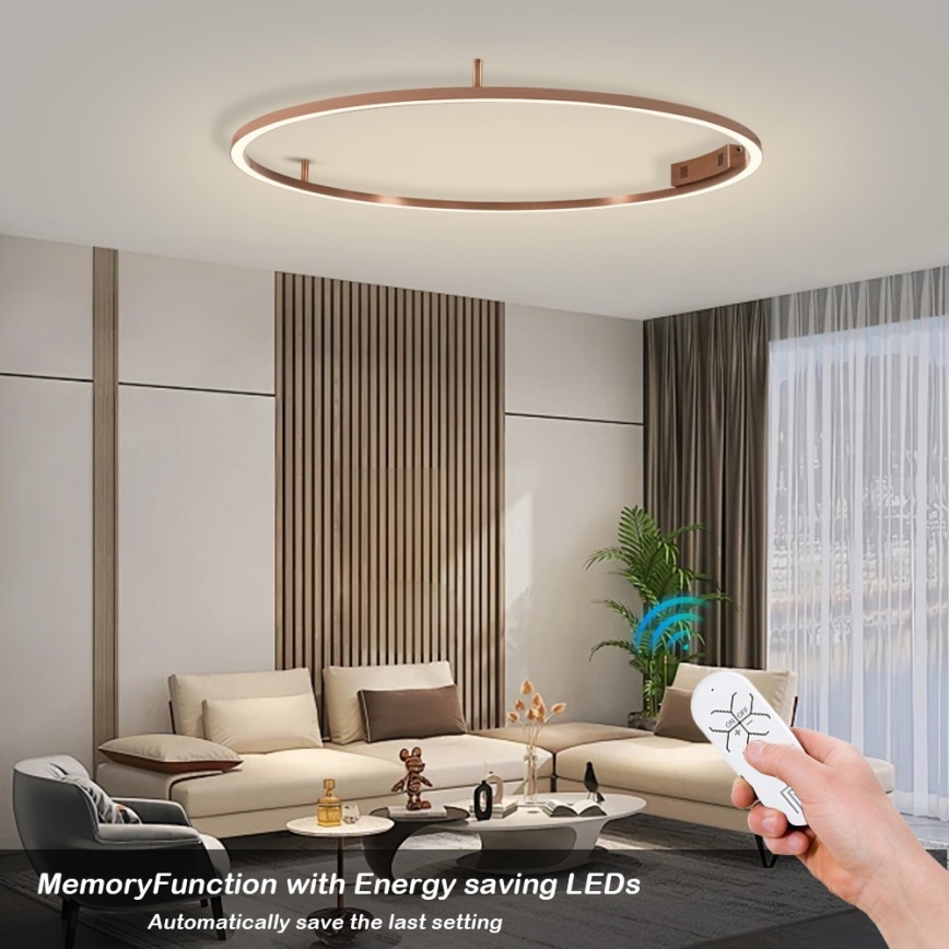Immax NEO 07325-120C - Plafoniera dimmerabile a LED FINO LED/72W/230V 120 cm Tuya oro rosa + telecomando