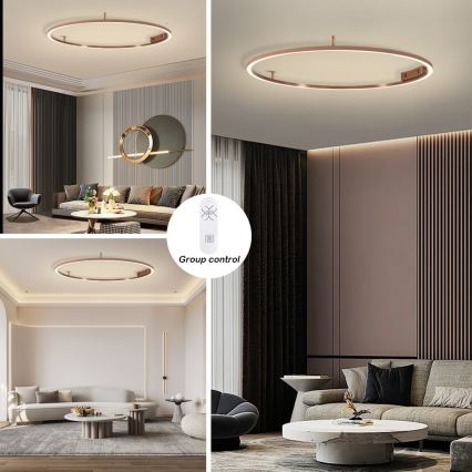 Immax NEO 07325-120C - Plafoniera dimmerabile a LED FINO LED/72W/230V 120 cm Tuya oro rosa + telecomando